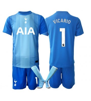 Tottenham Hotspur Guglielmo Vicario #1 Torwart Replik Auswärtstrikot Kinder 2025-26 Kurzarm (+ Kurze Hosen)
